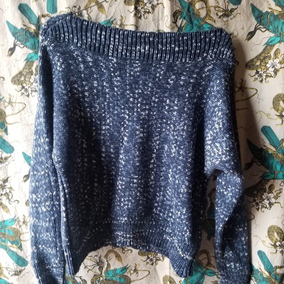 Gap Off the Shoulder Winter Blue Space Dye Sweater (XS) - Picture 4 of 8